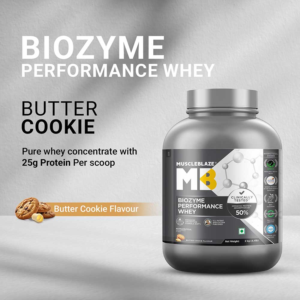 2 - MuscleBlaze Biozyme Performance Whey,  4.4 lb  Butter Cookie