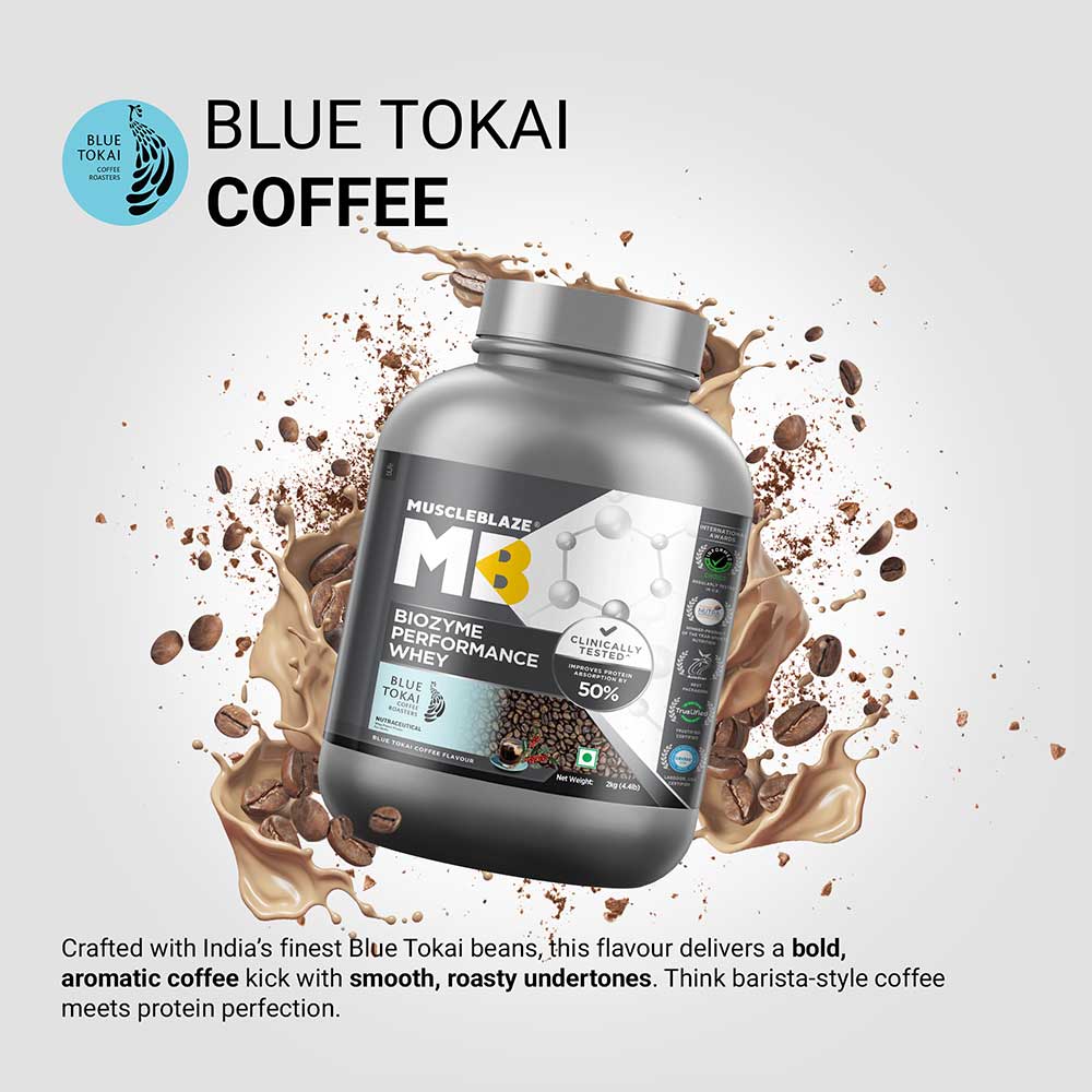 3 - MuscleBlaze Biozyme Performance Whey,  4.4 lb  Blue Tokai Coffee