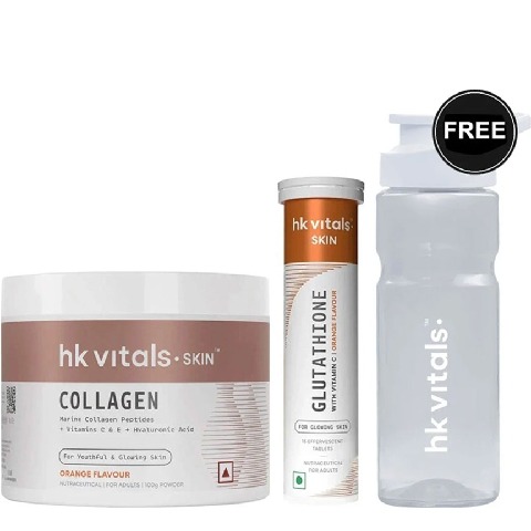 HealthKart HK Vitals Skin Radiance Collagen 100 g & Glutathione Effervescent 15 Tabs Orange Combo