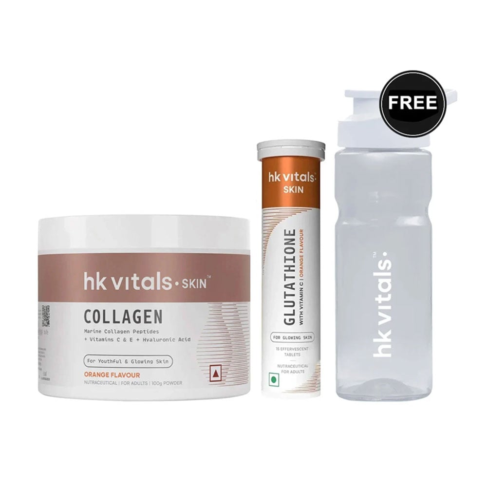 HealthKart HK Vitals Skin Radiance Collagen 100 g & Glutathione Effervescent 15 Tabs Orange Combo