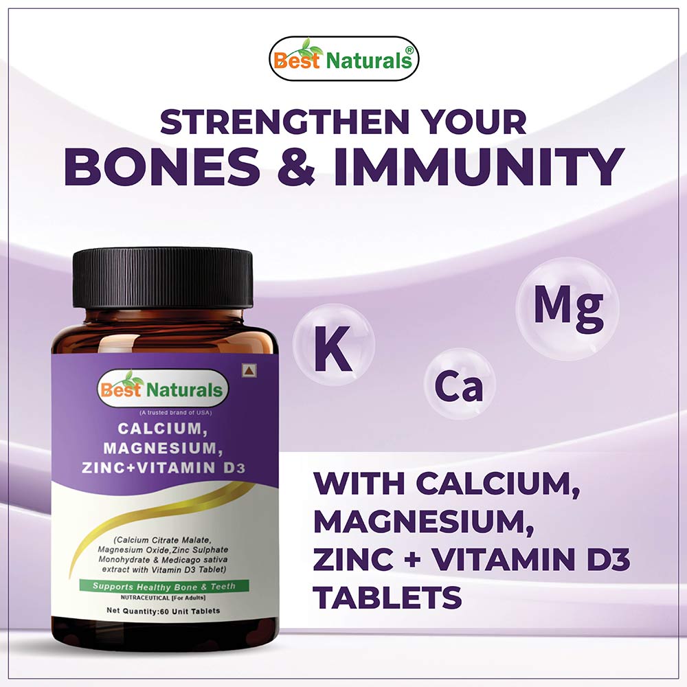 3 - Best Naturals Calcium, Magnesium, Zinc + Vitamin D3,  60 tablet(s)  Unflavoured 