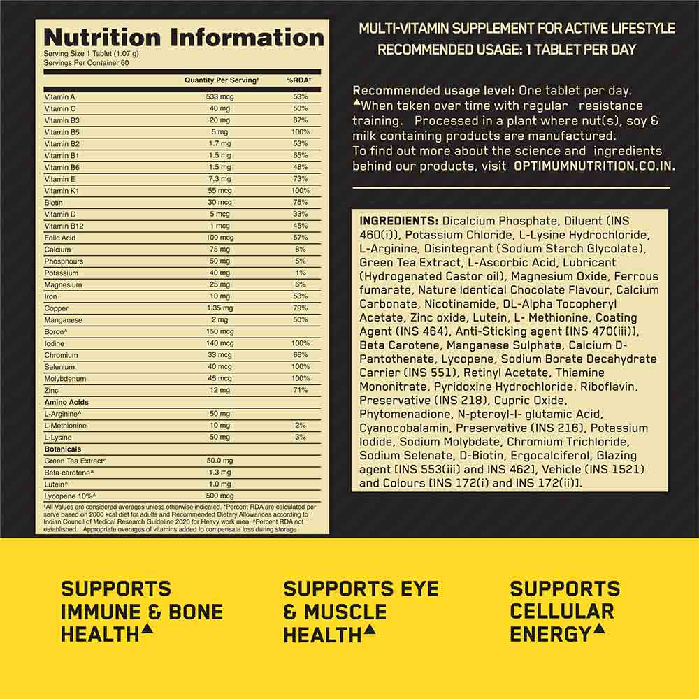 3 - ON (Optimum Nutrition) Multivitamin for Men,  60 tablet(s)  Unflavoured 