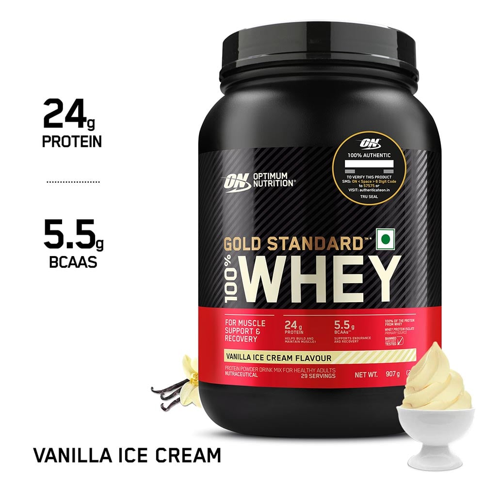 7 - ON (Optimum Nutrition) Gold Standard 100% Whey Protein,  2 lb  Vanilla Ice Cream 