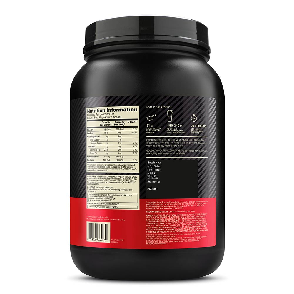 11 - ON (Optimum Nutrition) Gold Standard 100% Whey Protein,  2 lb  Vanilla Ice Cream 