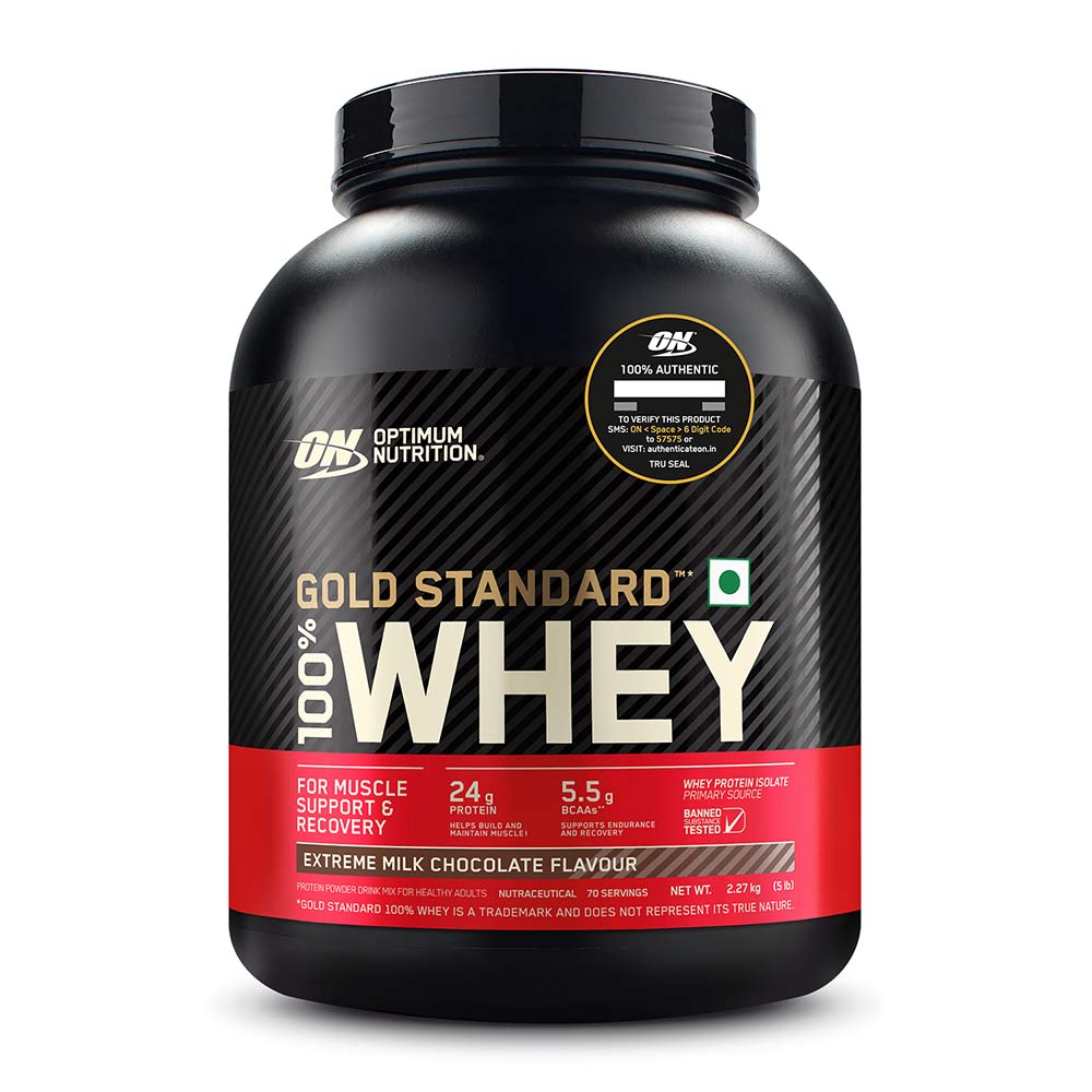 1 - ON (Optimum Nutrition) Gold Standard 100% Whey Protein,  5 lb  Extreme Milk Chocolate 