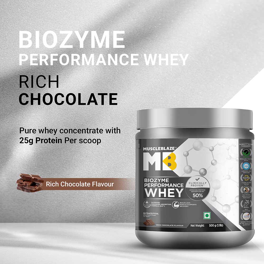 2 - MuscleBlaze Biozyme Performance Whey,  1.1 lb  Rich Chocolate 