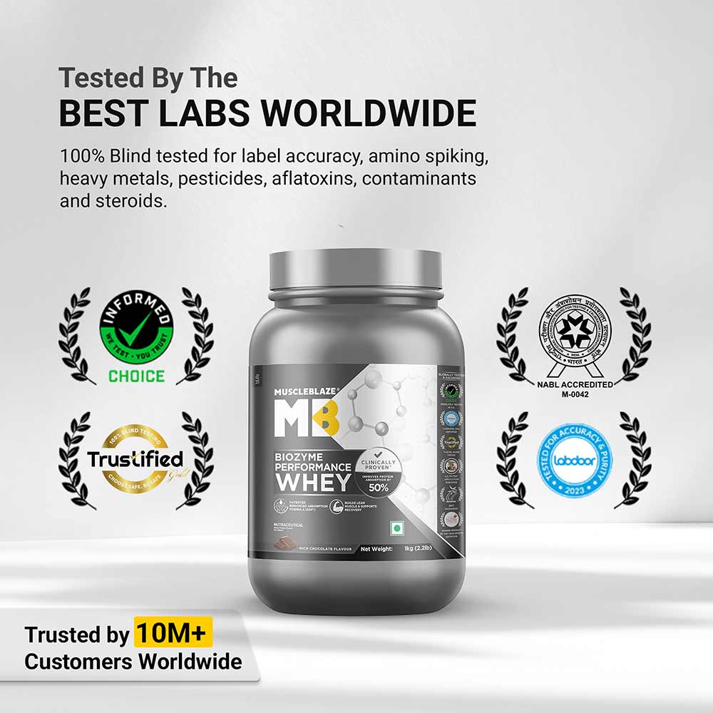 4 - MuscleBlaze Biozyme Performance Whey,  2.2 lb  Rich Chocolate 