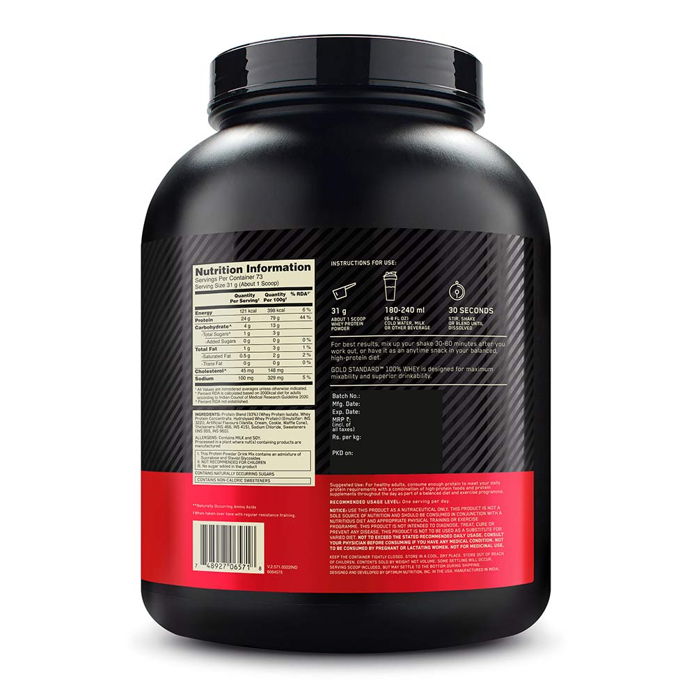 11 - ON (Optimum Nutrition) Gold Standard 100% Whey Protein,  5 lb  Vanilla Ice Cream 