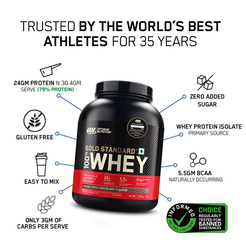 2 - ON (Optimum Nutrition) Gold Standard 100% Whey Protein,  5 lb  Double Rich Chocolate 