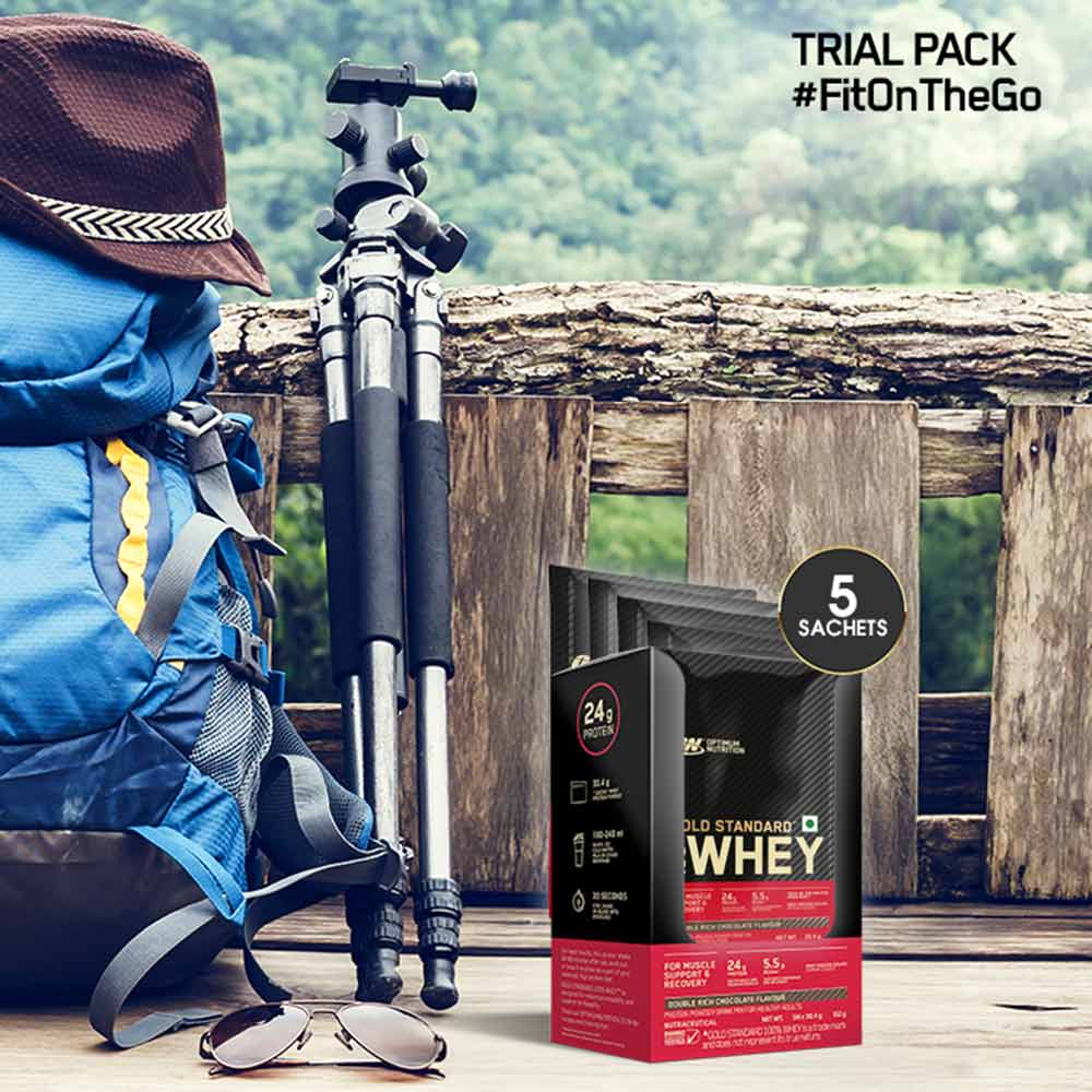 6 - ON (Optimum Nutrition) Gold Standard 100% Whey Protein,  5 sachets/pack  Double Rich Chocolate 
