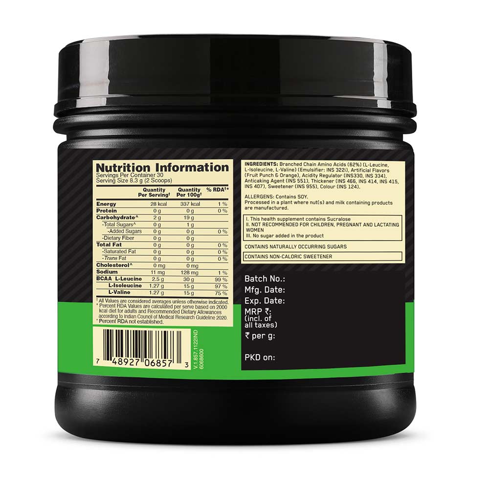 8 - ON (Optimum Nutrition) Instantized BCAA 5000,  0.55 lb  30 Servings  Fruit Punch 