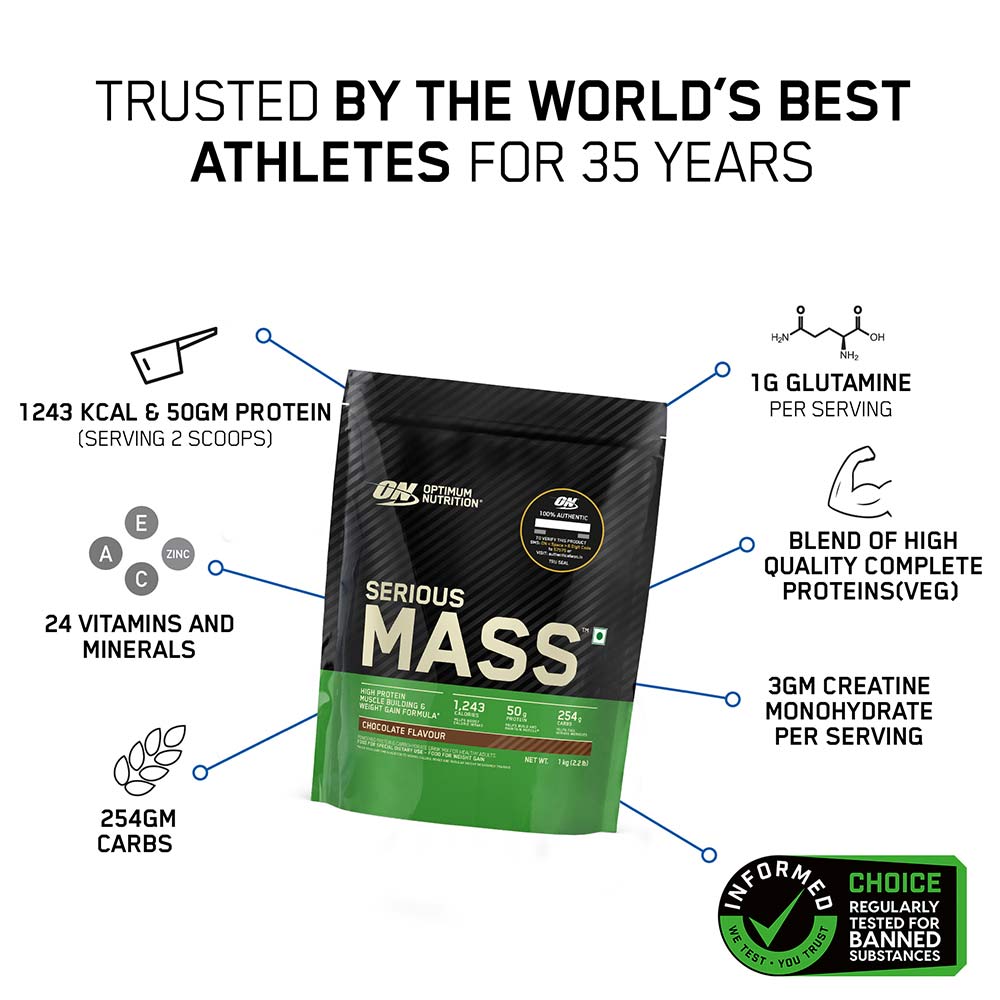 2 - ON (Optimum Nutrition) Serious Mass,  2.2 lb  Chocolate 