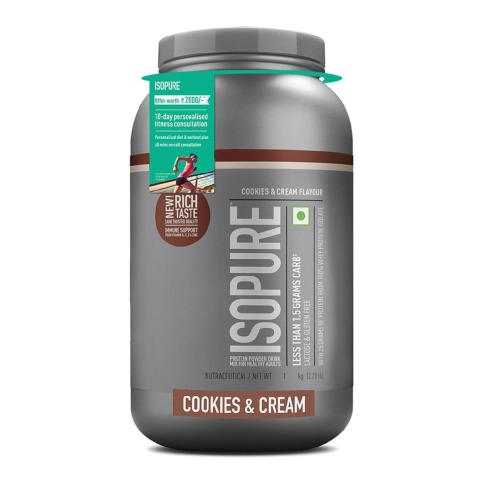 1 - Isopure 100% Whey Protein Isolate with Less Than 1.5 Grams Carbs,  2.2 lb  Cookies & Cream 