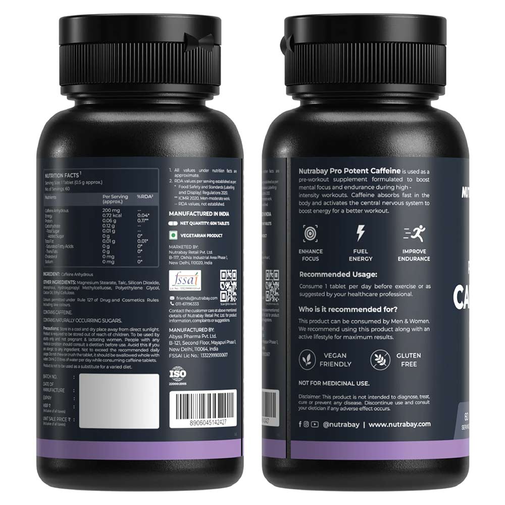 6 - Nutrabay Pro Potent Caffeine,  60 tablet(s)  Unflavoured 