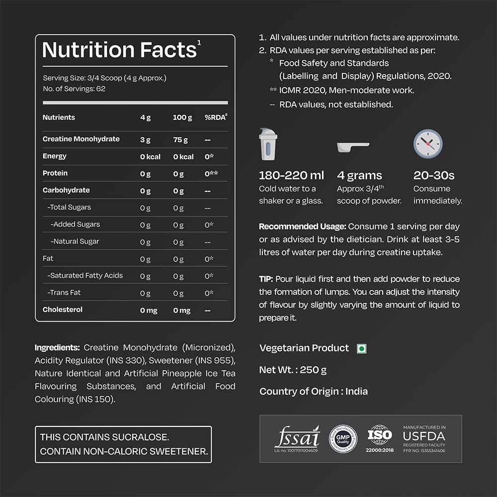 9 - Nutrabay Gold Micronised Creatine Monohydrate,  Pineapple Ice Tea  0.55 lb 