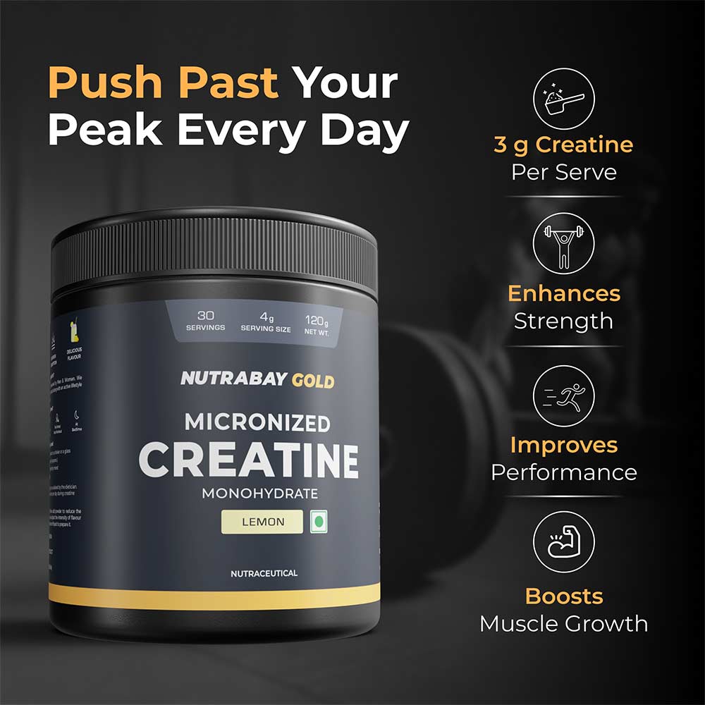 3 - Nutrabay Gold Micronised Creatine Monohydrate,  Lemon  0.26 lb 