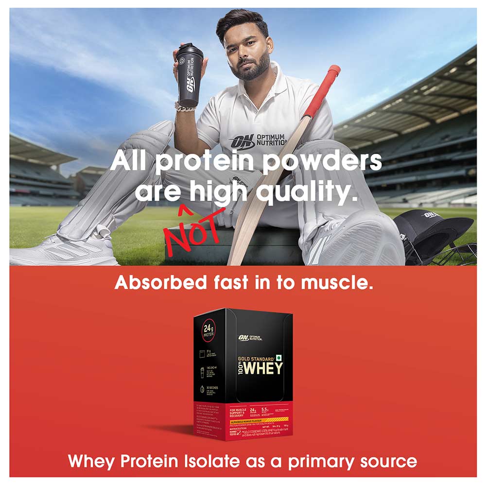 3 - ON (Optimum Nutrition) Gold Standard 100% Whey Protein,  5 sachets/pack  Alphonso Mango 