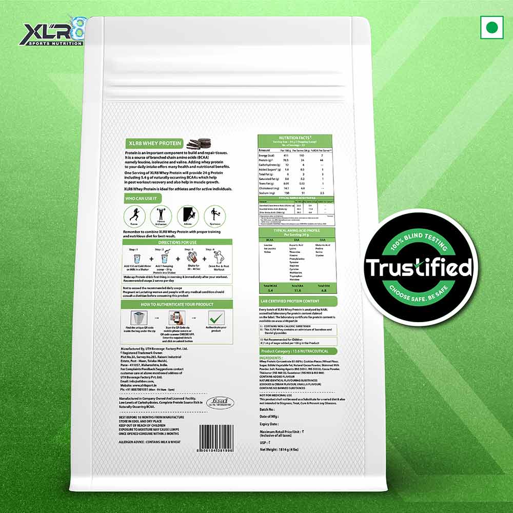 3 - XLR8 Flavoured Whey Protein 24 g Protein,  4 lb  Cookies & Cream with Shaker 