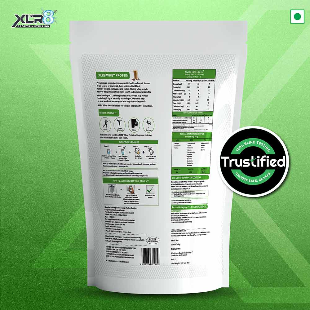 3 - XLR8 Flavoured Whey Protein 24 g Protein,  2 lb  Coffee 