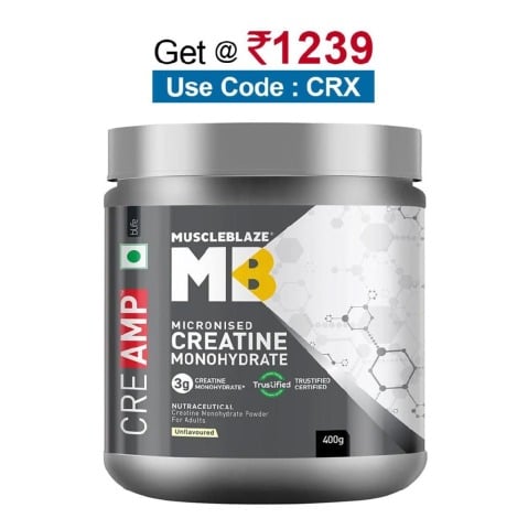 MuscleBlaze Creatine Monohydrate CreAMP, Unflavoured 0.88 lb