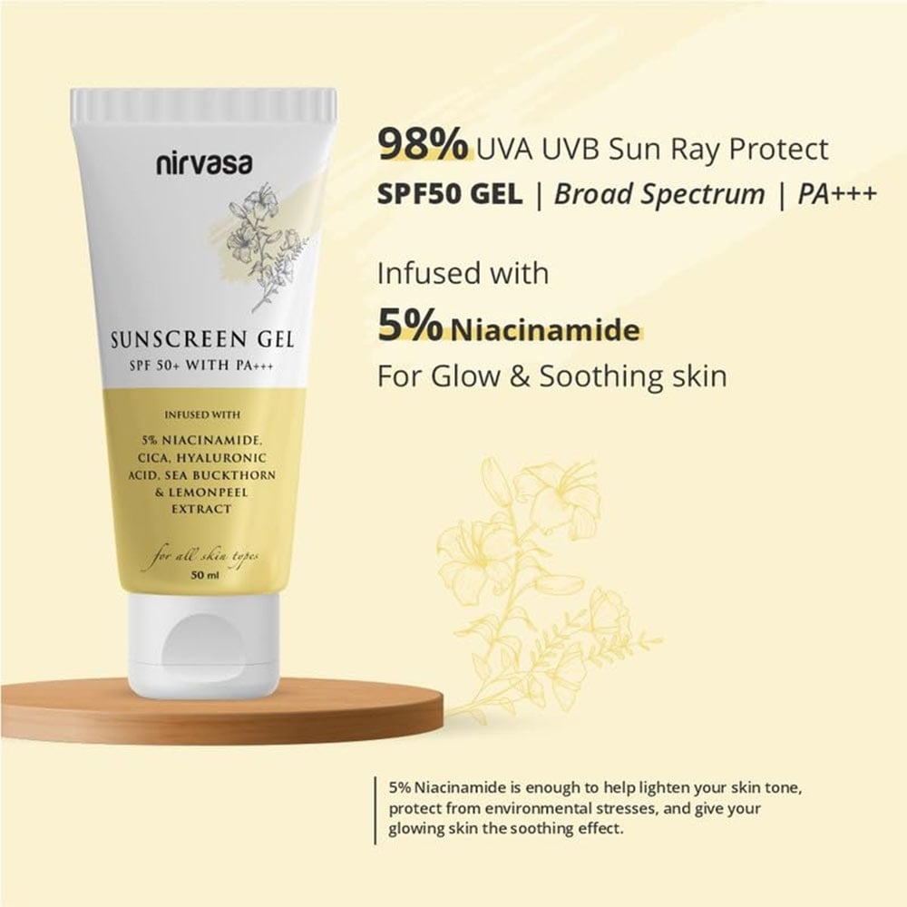 4 - Nirvasa Sunscreen Gel with 5% Niacinamide,  50 ml  SPF 50+ with PA+++ 