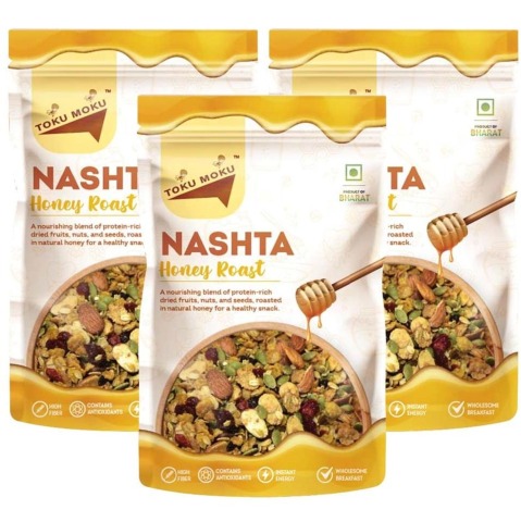 1 - TOKU MOKU Nashta Healthy Mixed Nuts with Dry Fruits,  Honey Roast (Pack of 3)  90 g 