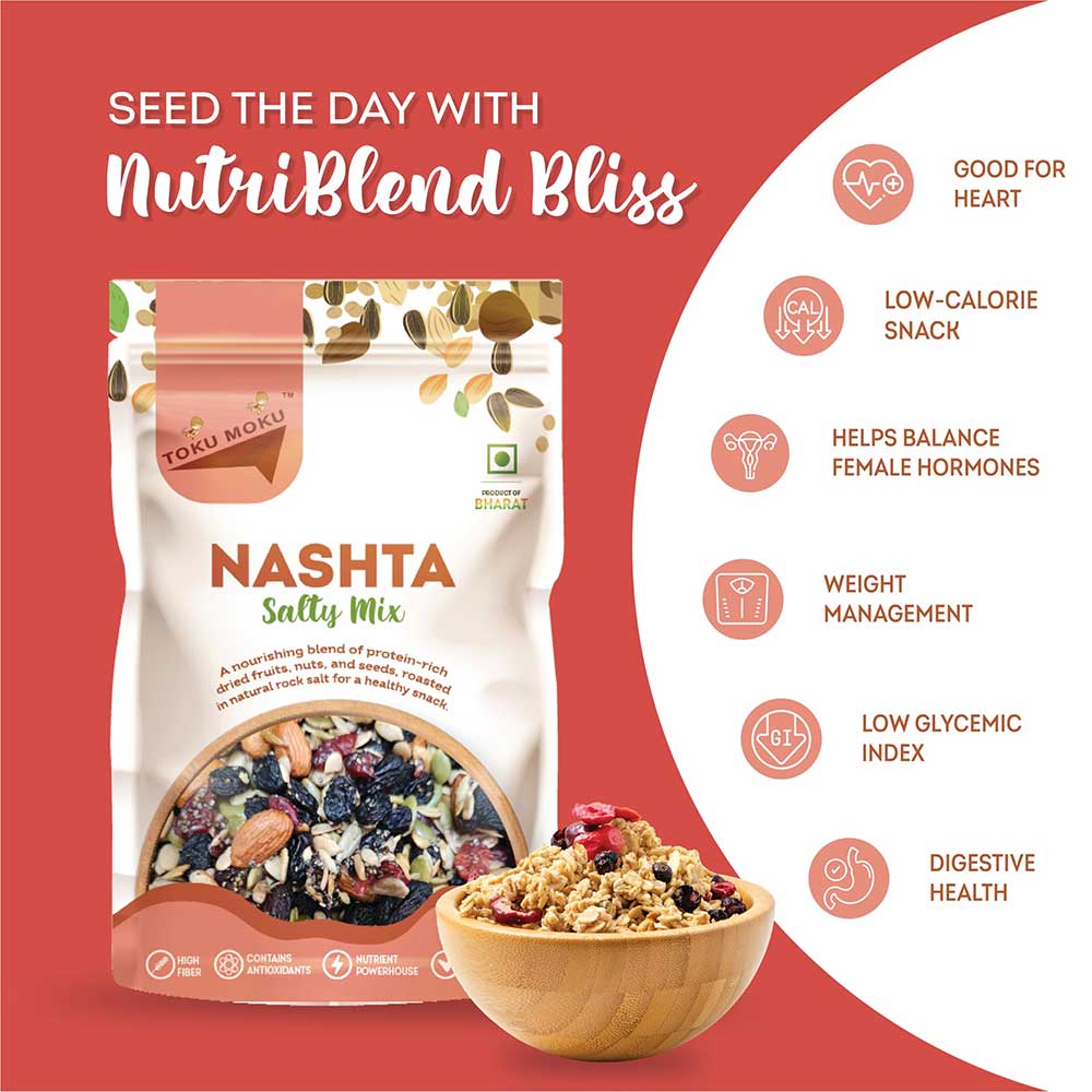 2 - TOKU MOKU Nashta Healthy Mixed Nuts with Dry Fruits,  Salty Mix (Pack of 4)  84 g 