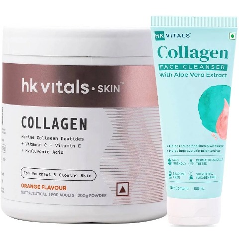 HealthKart HK Vitals Skin Radiance Collagen 200 g Orange & Face Cleanser Combo
