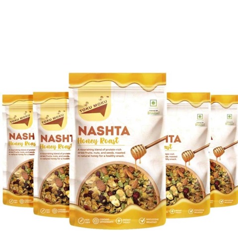 1 - TOKU MOKU Nashta Healthy Mixed Nuts with Dry Fruits,  Honey Roast (Pack of 5)  90 g 