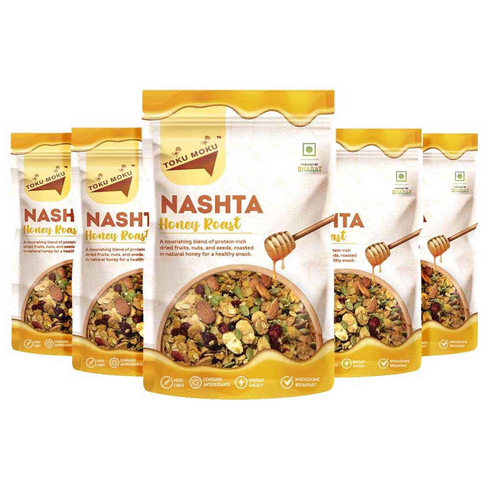 1 - TOKU MOKU Nashta Healthy Mixed Nuts with Dry Fruits,  Honey Roast (Pack of 5)  90 g 