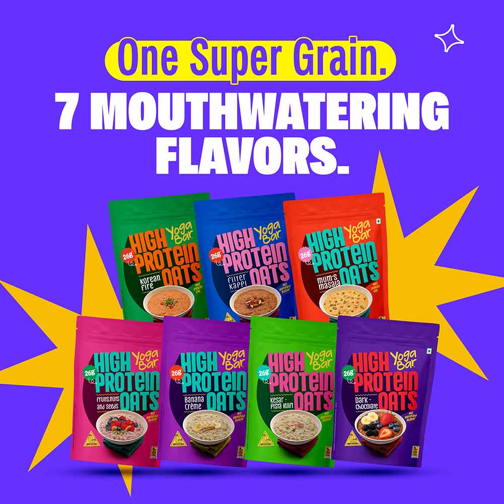 6 - Yogabar 26g High Protein Oats,  1 kg  Mum's Masala 