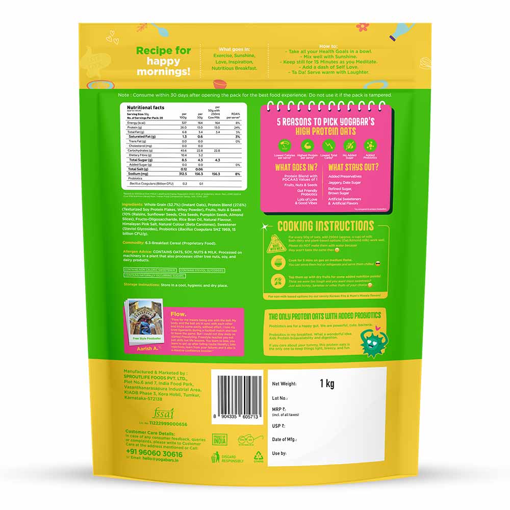 7 - Yogabar 26g High Protein Oats,  1 kg  Kesar Pista Kulfi 