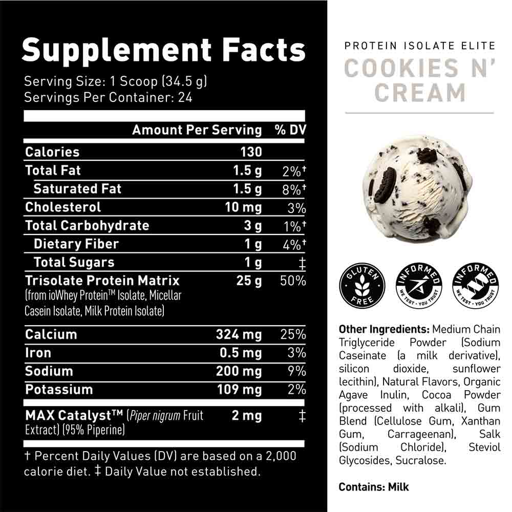 3 - Kaged Muscle Elite Series Protein Isolate,  1.82 lb  Cookies & Cream 