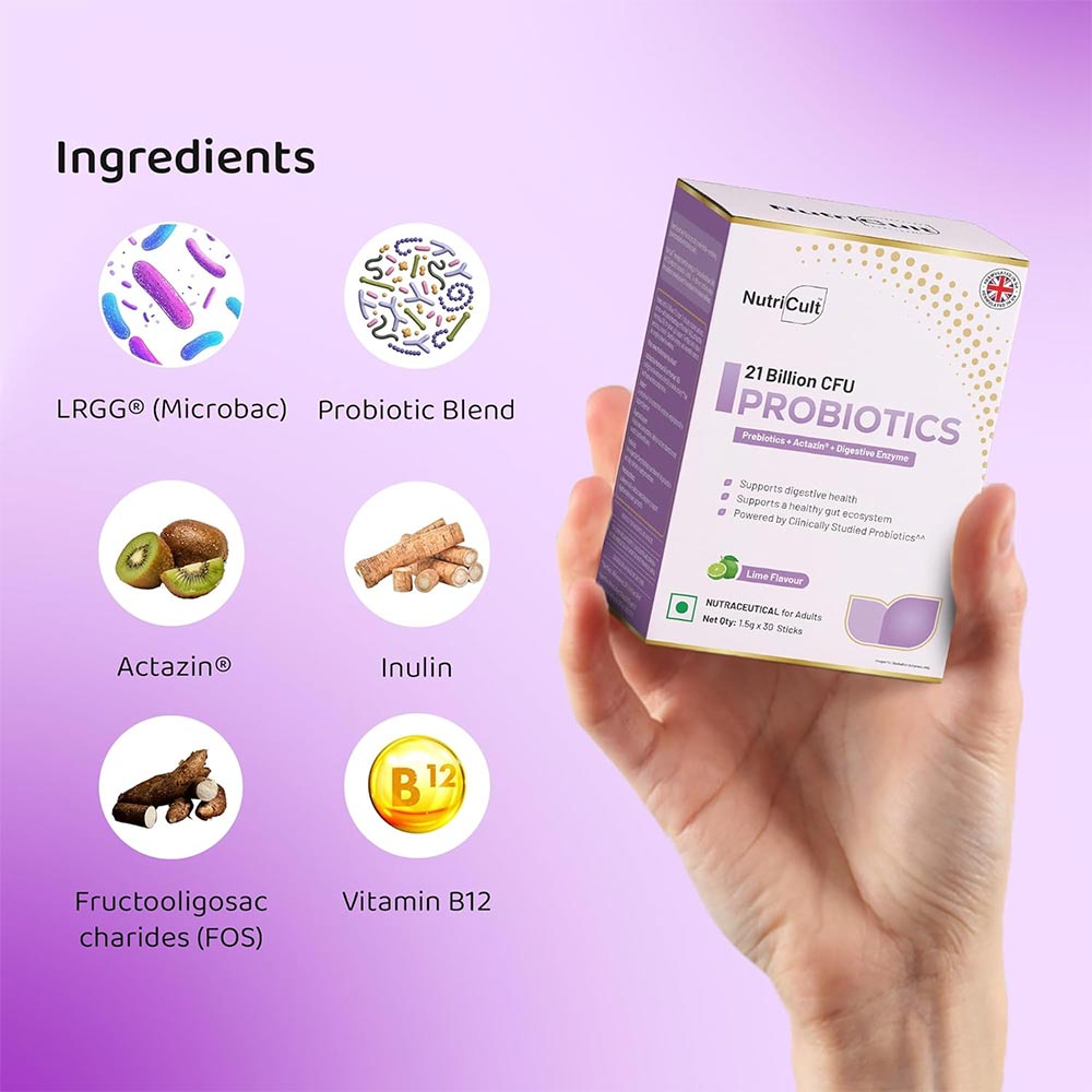 3 - NutriCult 21 Billion CFU Probiotics,  30 Stick(s)  Lime 