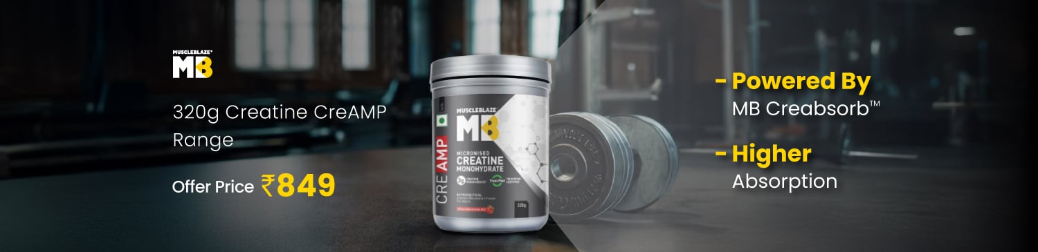 MuscleBlaze Creatine Monohydrate CreAMP 250g and 320g Range | Offer Price - 849