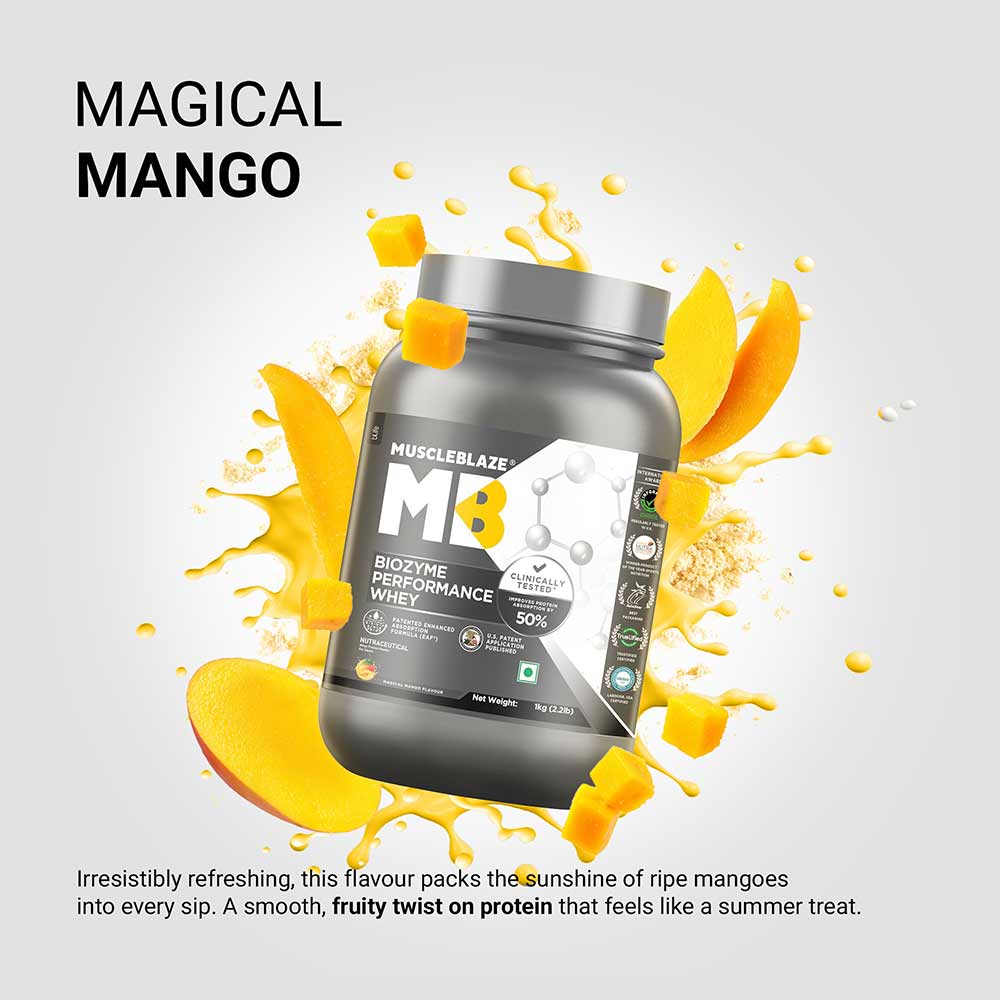 1 - MuscleBlaze Biozyme Performance Whey,  2.2 lb  Magical Mango
