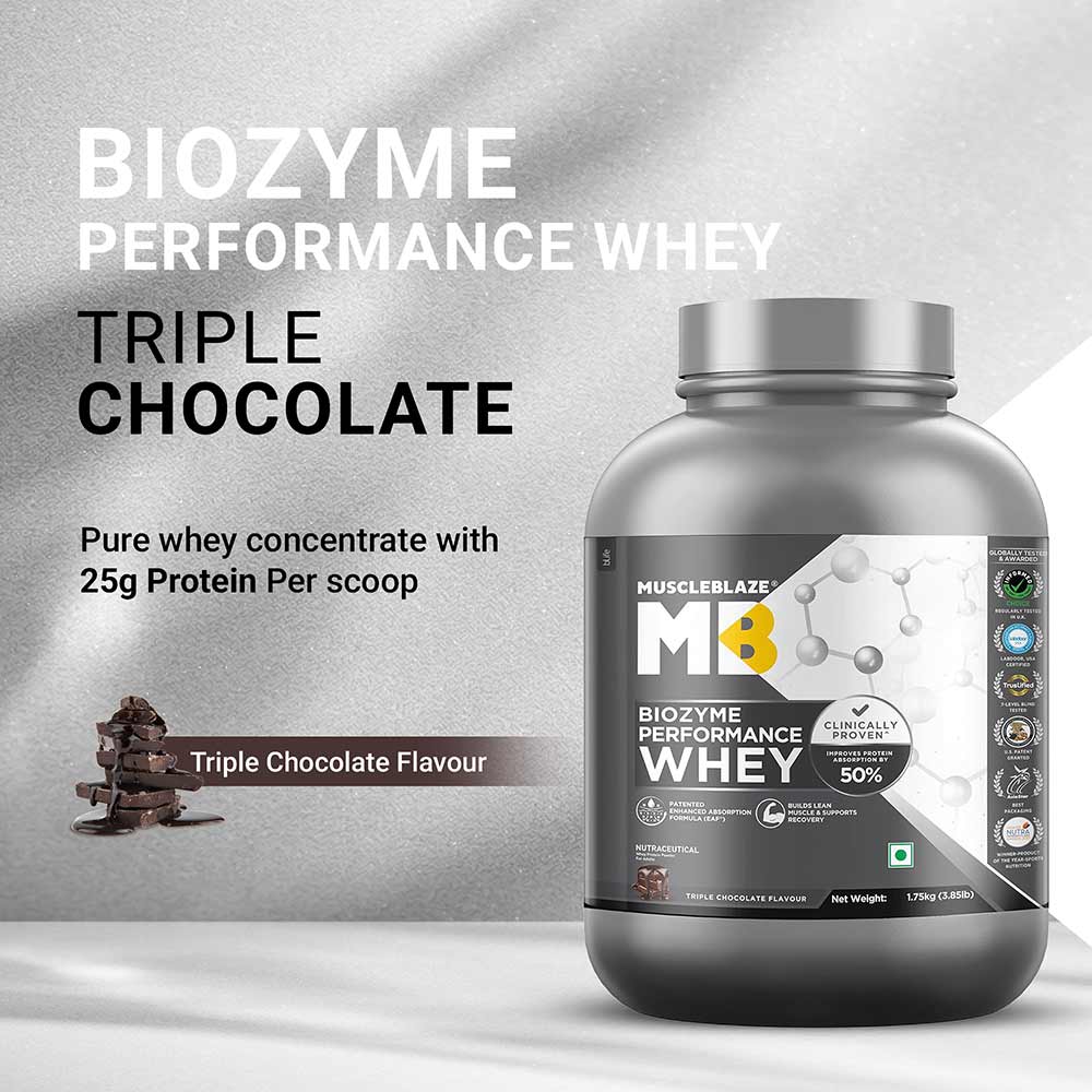 2 - MuscleBlaze Biozyme Performance Whey,  3.85 lb  Triple Chocolate