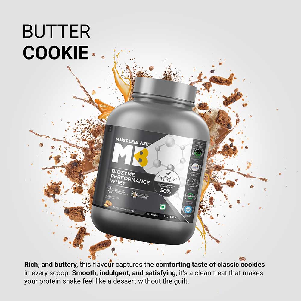 1 - MuscleBlaze Biozyme Performance Whey,  4.4 lb  Butter Cookie