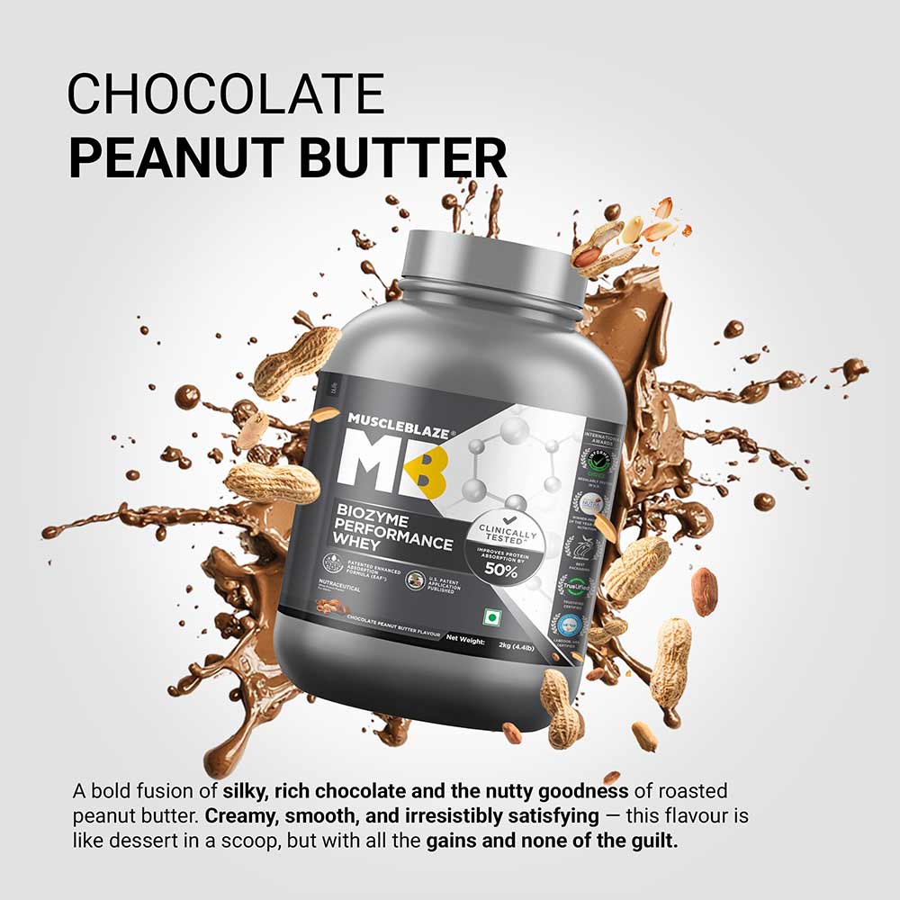 1 - MuscleBlaze Biozyme Performance Whey,  4.4 lb  Chocolate Peanut Butter
