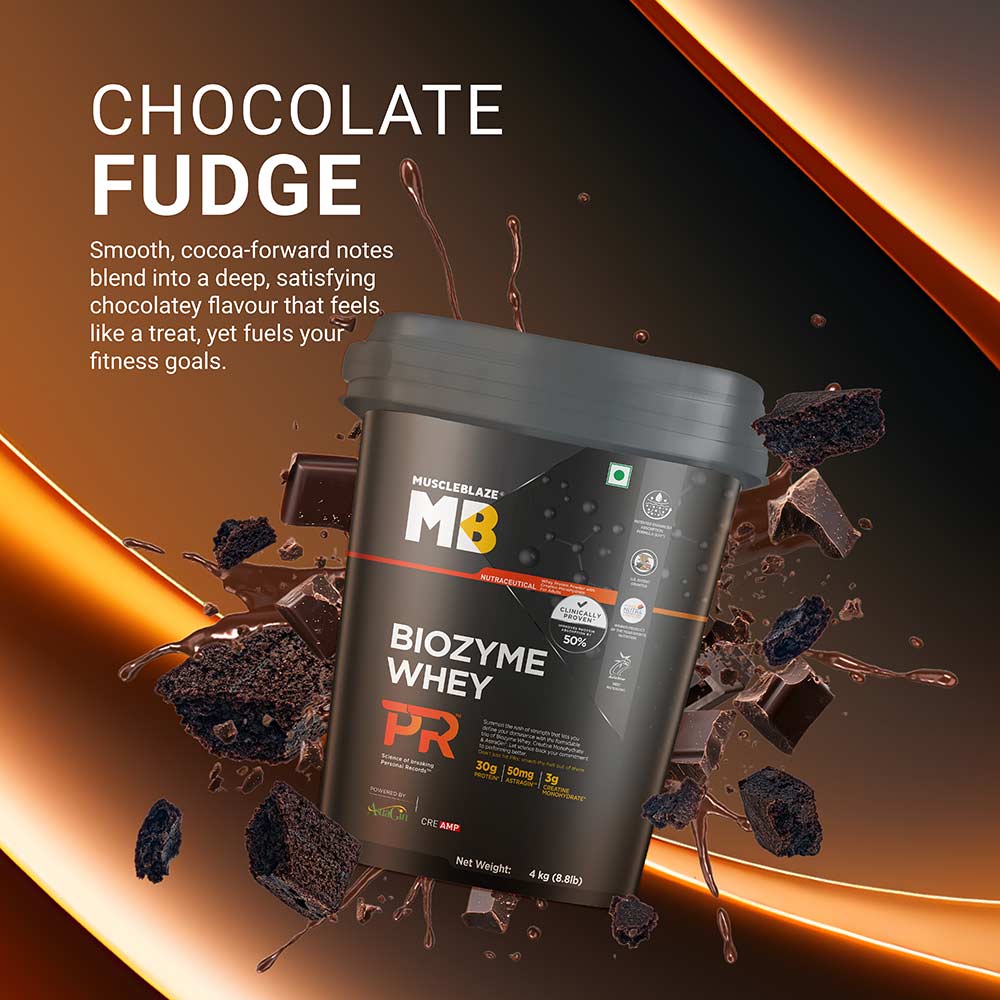 5 - MuscleBlaze Biozyme Whey PR,  8.8 lb  Chocolate Fudge