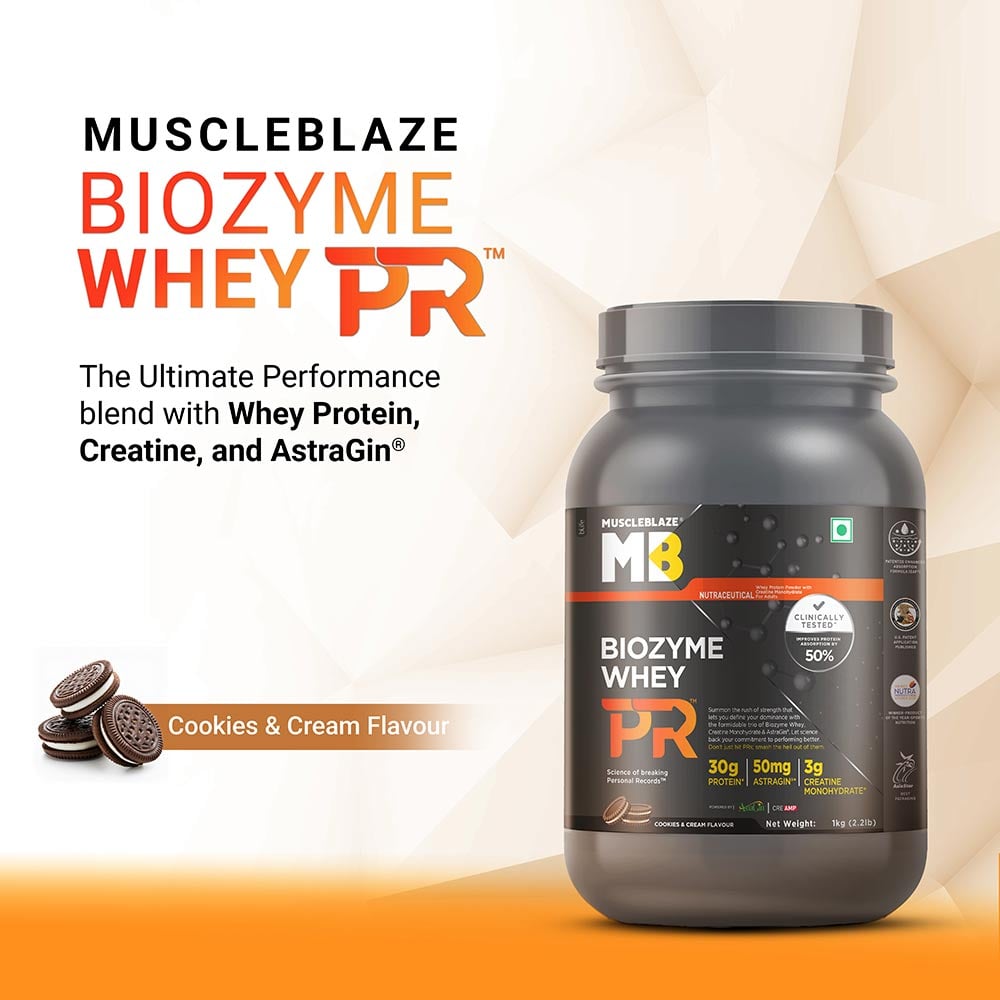 1 - MuscleBlaze Biozyme Whey PR,  2.2 lb  Cookies & Cream