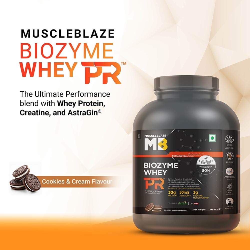 1 - MuscleBlaze Biozyme Whey PR,  4.4 lb  Cookies & Cream