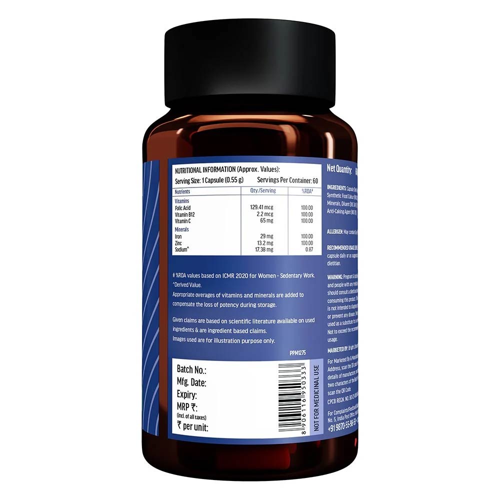 HK Vitals Calcium & Iron Folic 60 Caps Combo by HealthKart