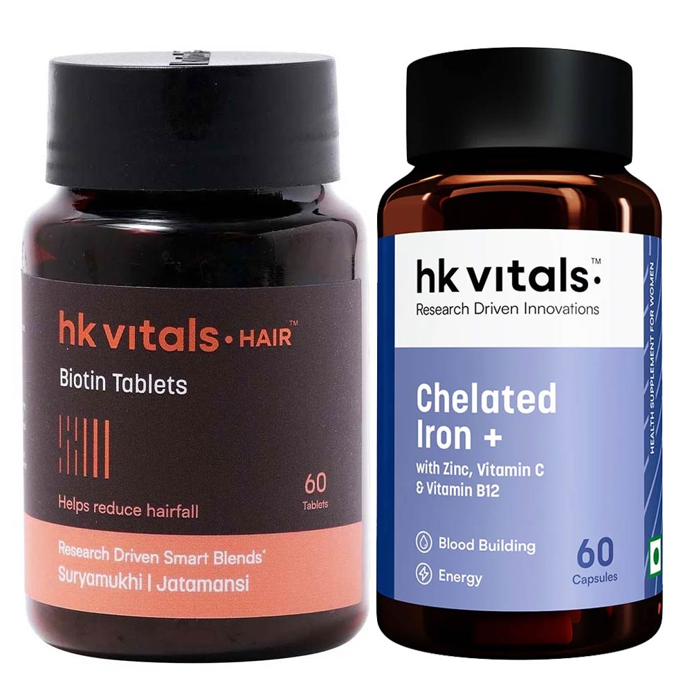 HK Vitals Biotin & Iron Folic 60 Caps Combo by HealthKart