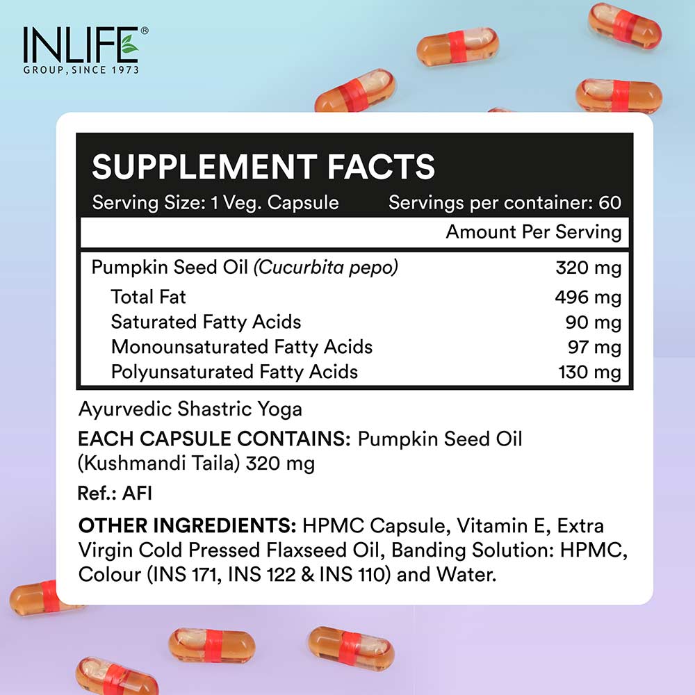 3 - INLIFE Pumpkin Seed Oil 320mg,  60 veggie capsule(s) 