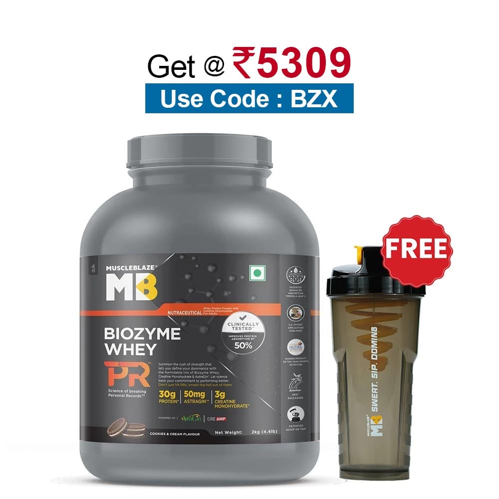 MuscleBlaze Biozyme Whey PR,  4.4 lb  Cookies & Cream 