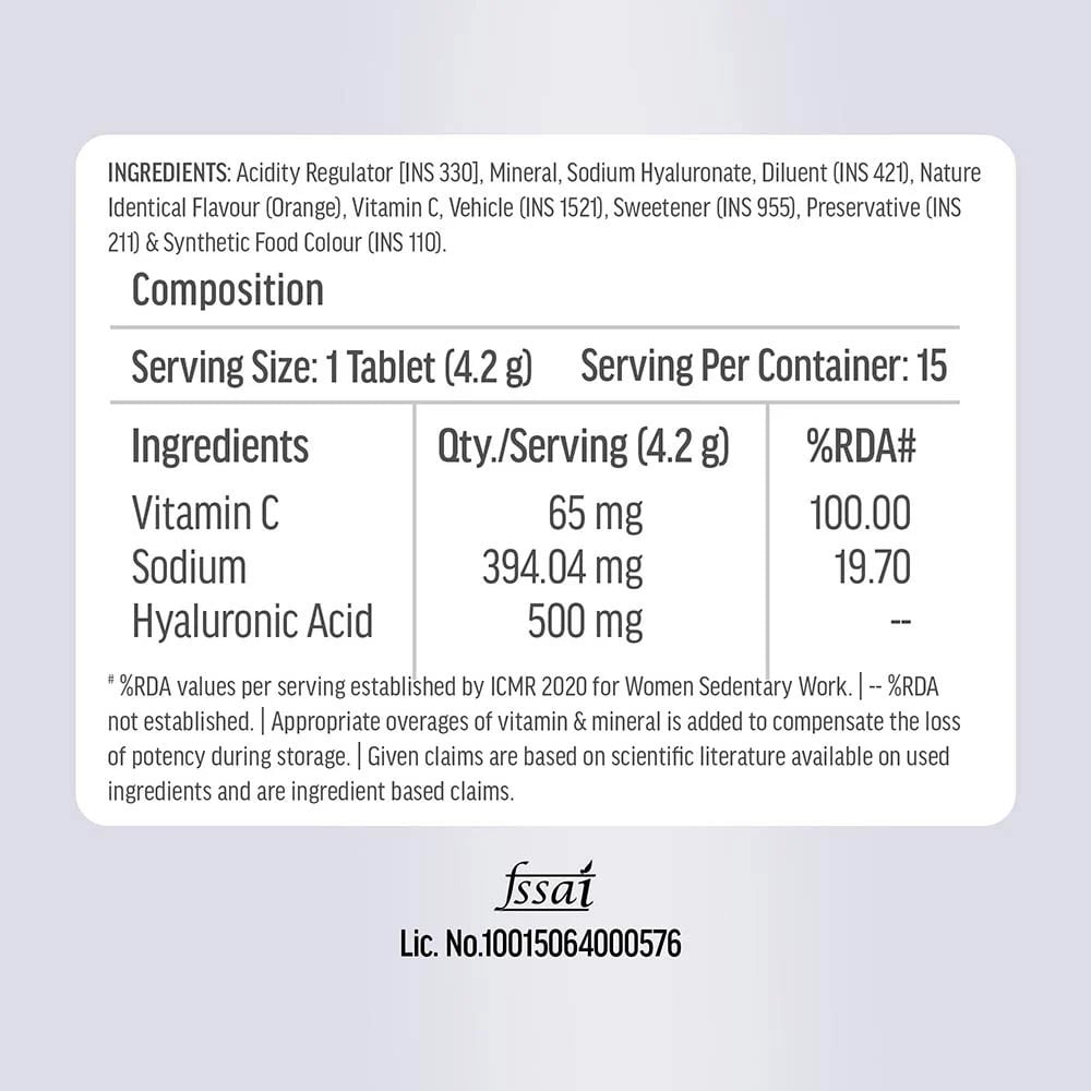 200 g Collagen and Gluathione and Hyaluronic acid effervescent 15 tabs combo