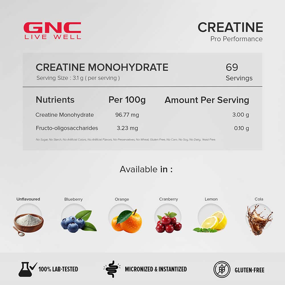 9 - GNC Pro Performance Pure Micronized Creatine Monohydrate,  Cola  0.55 lb 