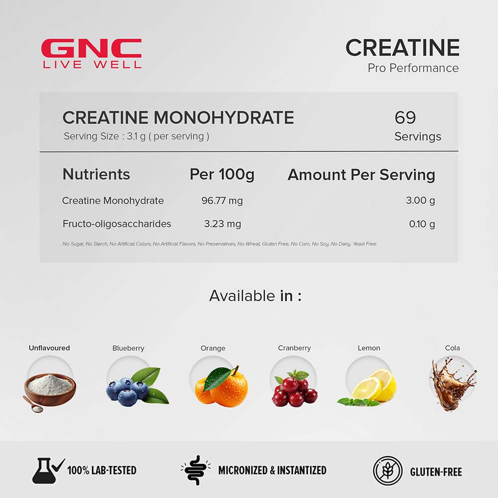 9 - GNC Pro Performance Pure Micronized Creatine Monohydrate,  Lemon  0.55 lb 