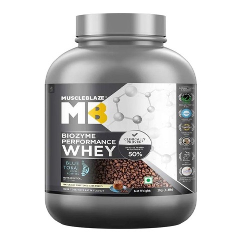 1 - MuscleBlaze Biozyme Performance Whey Protein Powder, 4.4 lb Blue Tokai Cafe Latte
